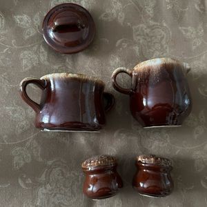 McCoy “made in the USA” sugar and creamer dish and salt and pepper shakers